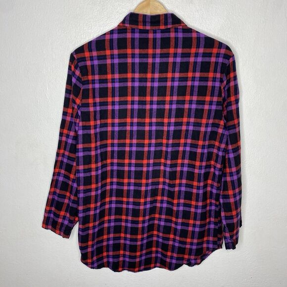 Savage Fenty Night Star Chaser Flannel Sleep Top Red Purple Black Women’s 8-10 - Picture 4 of 8